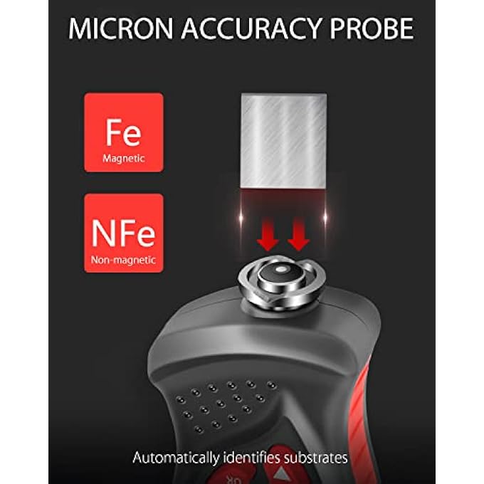WINTACT PAINT COATING THICKNESS GAUGE METER 0~1300UM, 1500 READINGS STORAGE, 360SCREEN ROTATION, BACKLIT COLOR DISPLAY, VOICE FEATURE, AUTO-OFF, RECHARGEABLE FOR USED CAR BUYER CHECK ORIGINAL COATING - Image 2